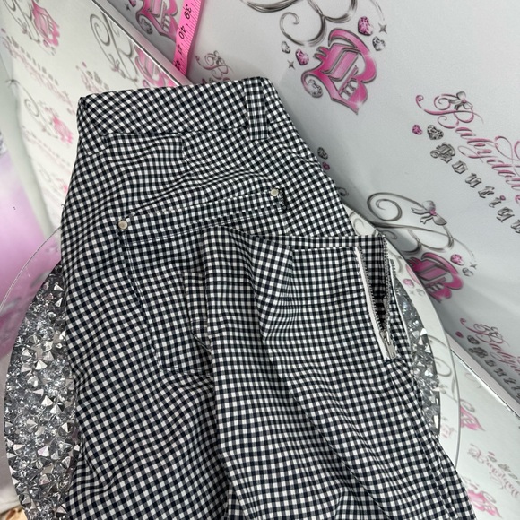 abacus capri pants plaid gingham picnic Black & White Gingham Pants peddle push - Picture 9 of 15